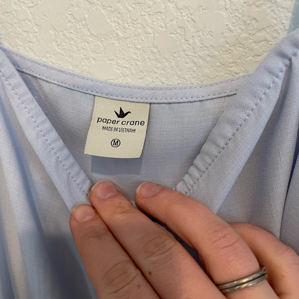 Paper Crane Light Blue V-Neck Top - Picture 3 of 8